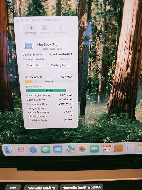Notebook: Macbook Pro 2018 i5 8e batterie 85% – Usato da La Chaux-de-Fonds venduto da Honit 2