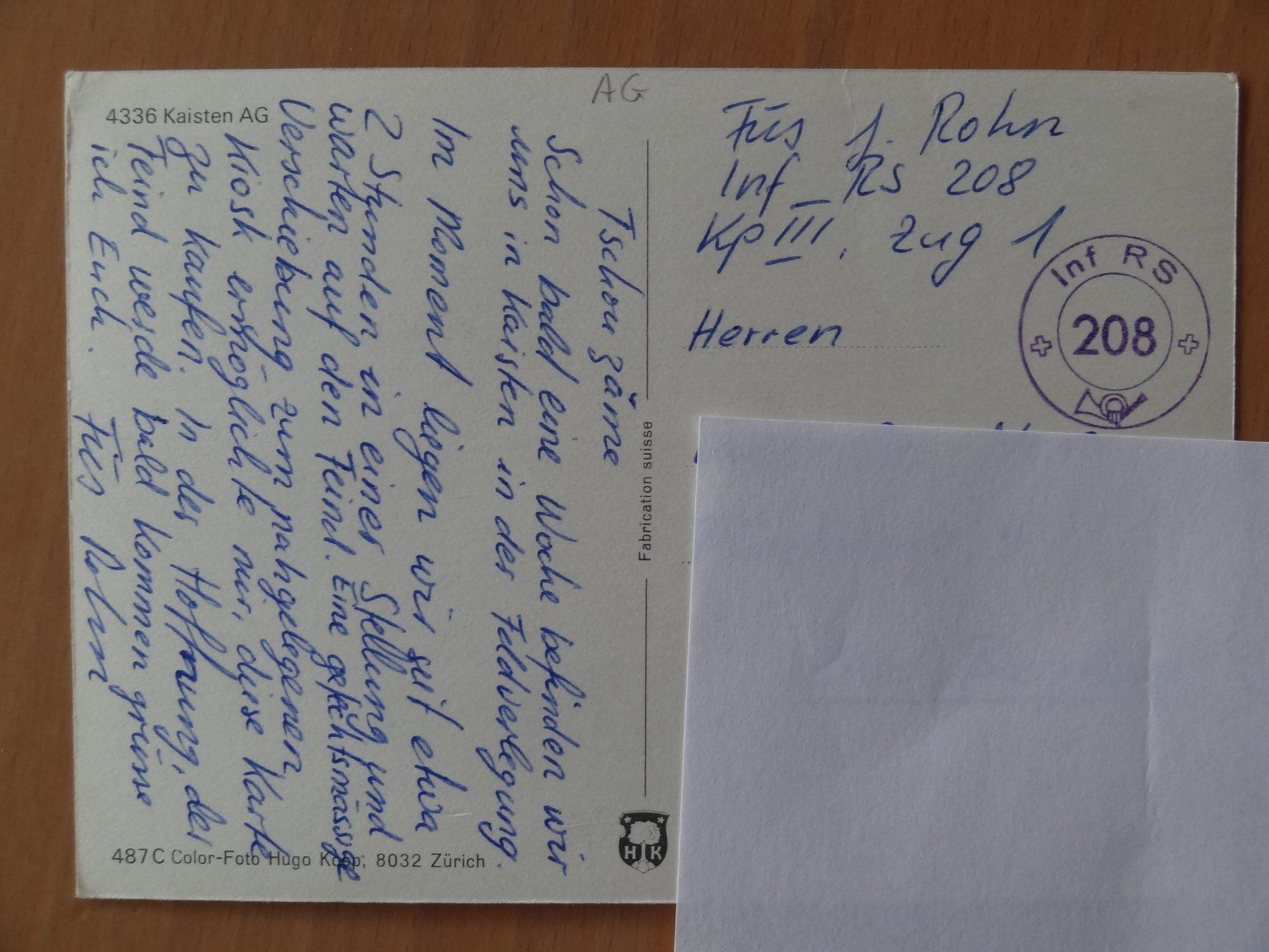 Cartoline postali: Kaisten - AG - poste militaire – Usato da St Léonard venduto da Riglin 1