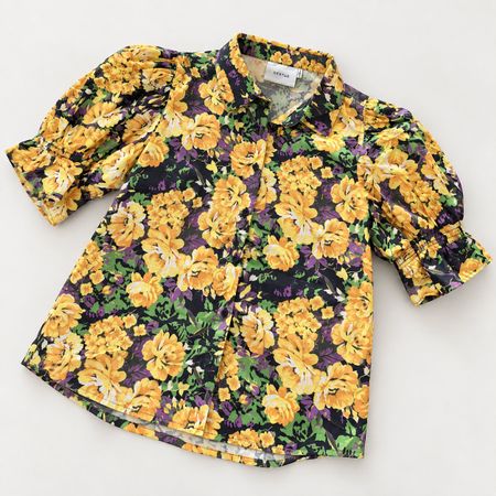 Gestuz floral puff-sleeve shirt size 36 –100% organic cotton
