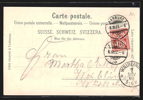 Ansichtskarten: Mondschein-Lithographie Aarburg, Ortsans – Gebraucht aus Berlin von bartko-reher 1