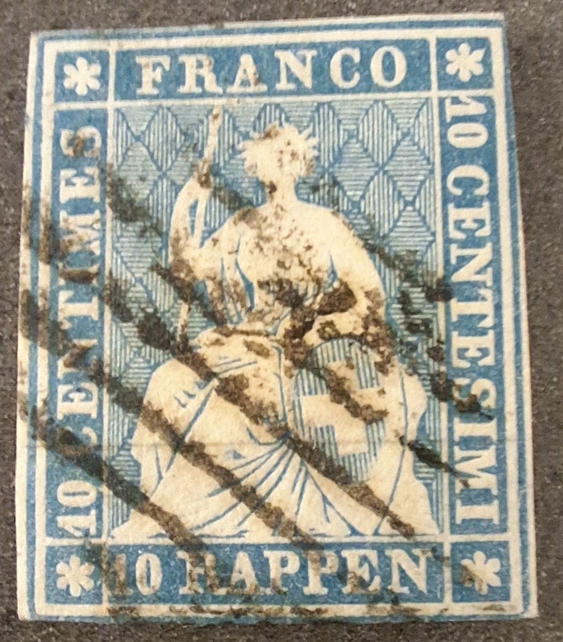 Tutti i francobolli: Strubel 23A3.c Befund Luzerner Raute Kat. 110 - – Usato da Balgach venduto da SIMEON27