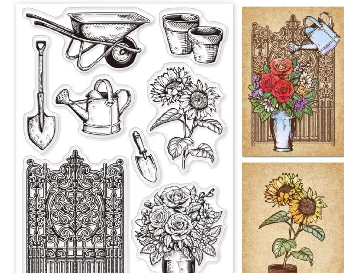 Timbri: Neues Set  Motivstempel Garten, Tor, Blumen – Nuovo e nell'imballaggio originale da Effretikon venduto da wenuss 1