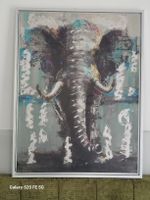 Wandbild Elefant mit silbernem Rahmen guter Zustand