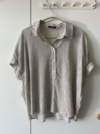 OPUS Kurzarm-Bluse "Faletta" – Gr. S, Gecrinkelt & Gestreift