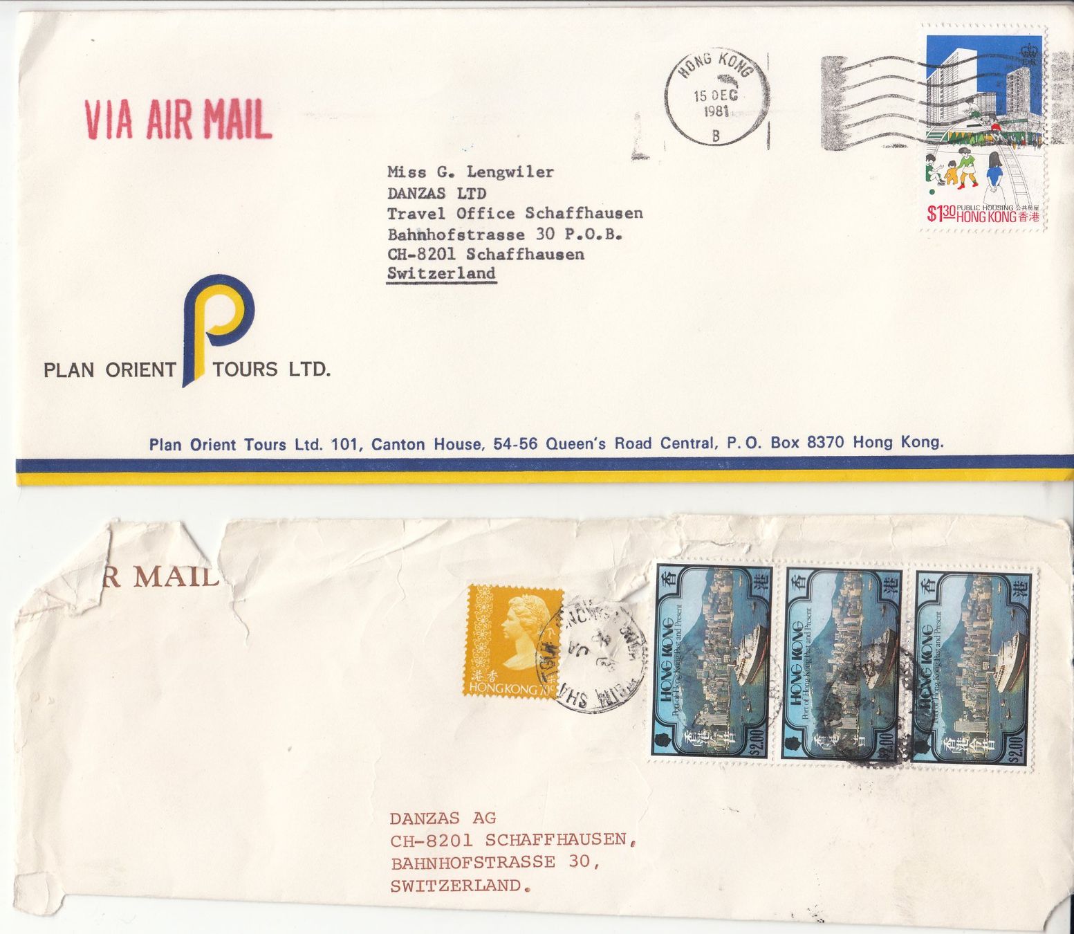 Tutti i francobolli: Hongkong,  8 Briefe 1980 - 1981 – Usato da Bürglen TG venduto da StampGraf 3