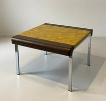 Table basse en acajou et cuir – Girsberger, années 90