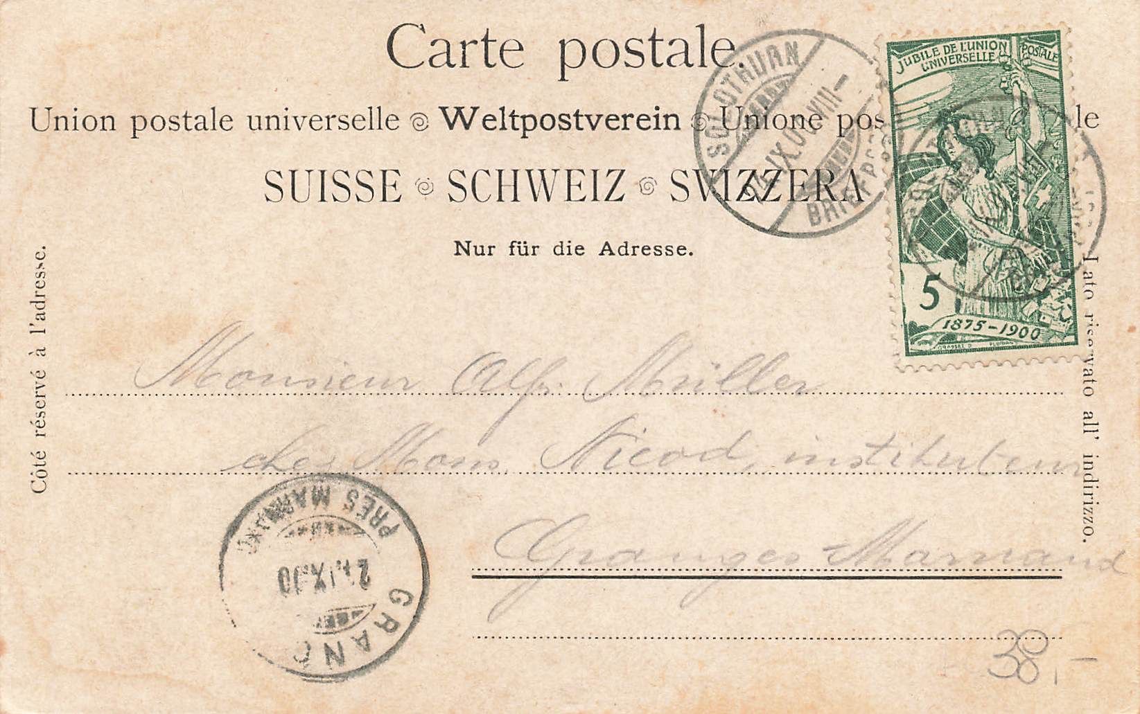 Cartes postales: Solothurn SO Gruss Ansicht mit Kirchturm – D'occasion à Biasca par Blenio71 1