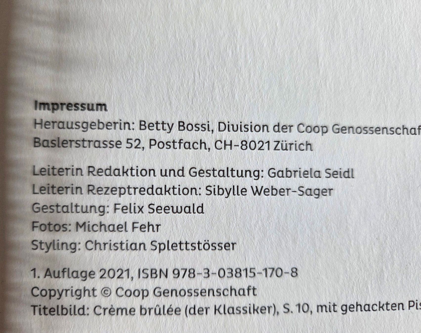 Libri: Betty Bossi Crème Brülée – Usato da Gossau SG venduto da tenerife11 1