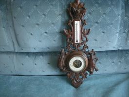 Antik Barometer und Thermometer Schnitzerei