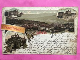 1901 Gruss aus Winterthur. Stadthaus, Bahnhof, Schloss Kybur