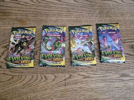 4x Artwork Pokémon Evolving Skies Booster Packs - Neu & OVP!