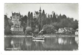 10.7.1947 Wädenswil Ruderboot vor Bürgli/rar Dorf-Seeansicht