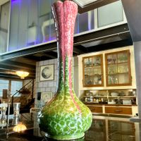 ST.CLEMENT FRANCE JUGENDSTIL XL VASE MAJOLIKA UM 1900 (2)