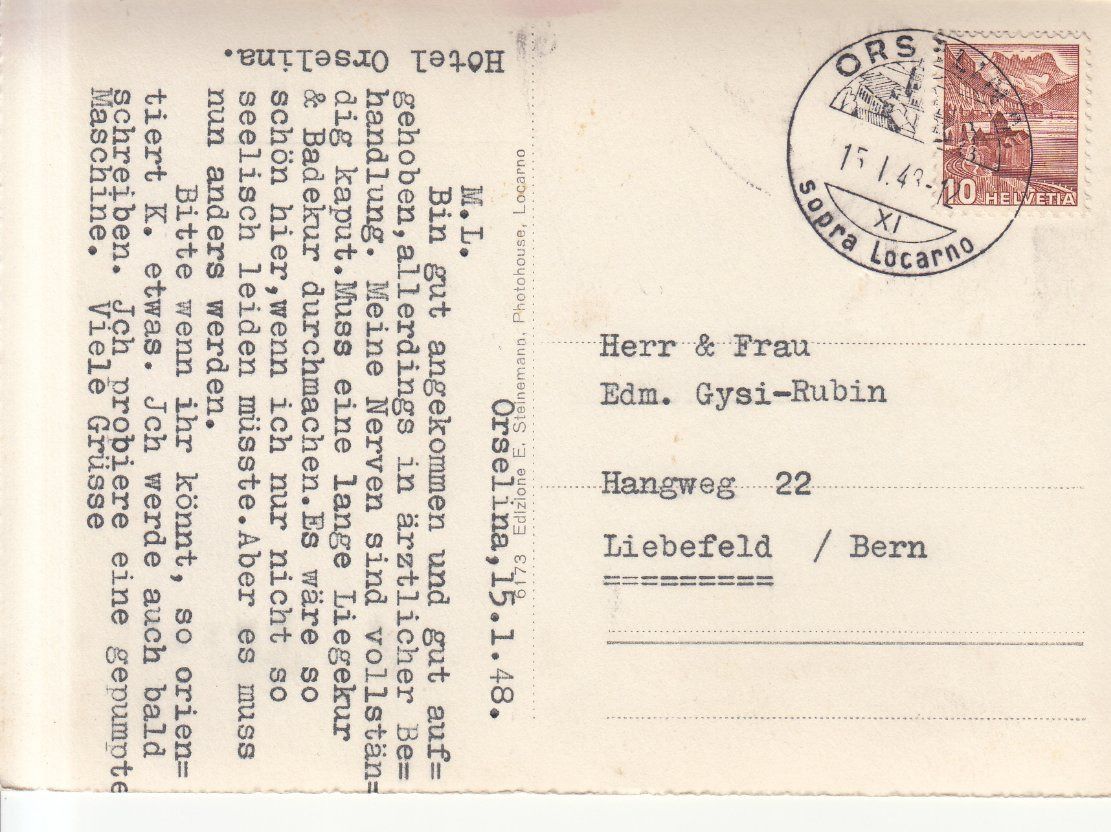 Cartoline postali: Madonna del Sasso 1948 – Usato da Bürglen TG venduto da StampGraf 1