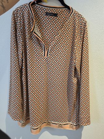 Marc Cain Bluse gemustert orange schwarz Grösse N6 NEU