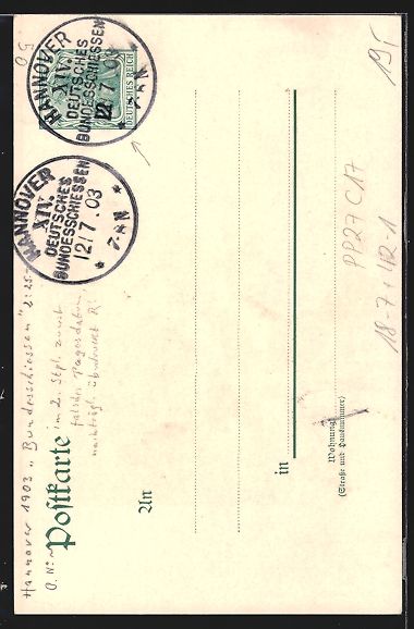 Cancelleria postale: Litho Ganzsache PP27C17: Hannover, 14. B – Usato da Berlin venduto da bartko-reher 1