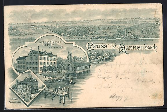 Ansichtskarten: Litho Mannenbach, Gasthaus u. Pension zu – Gebraucht aus Berlin von bartko-reher