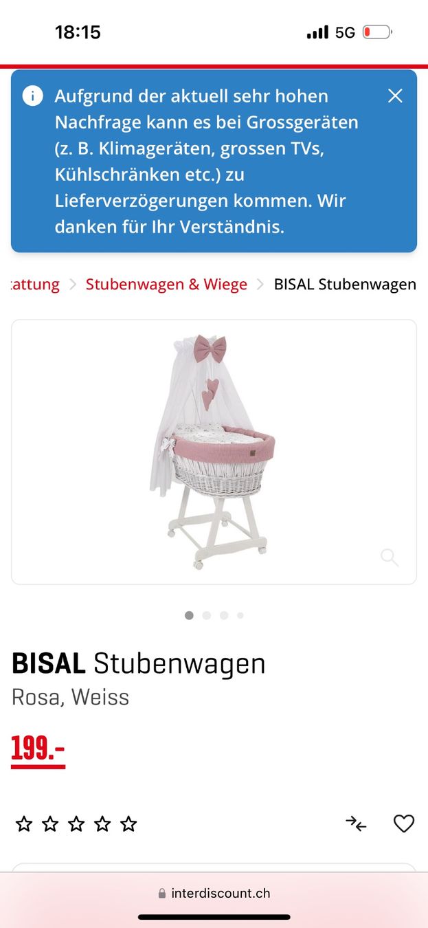Wiegen & Stubenwagen: Stubenwagen BISAL rosa/weiss – Gebraucht aus Mellingen von ani_2fdr 1