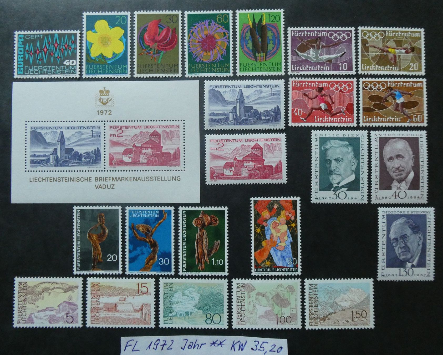 Tutti i francobolli: FL 1972 Jahr postfrisch unter 10% Katalog!!! – Usato da Lausen venduto da Herbamare01