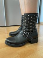 Bottines cuir noir femme cloutées boucle taille 37