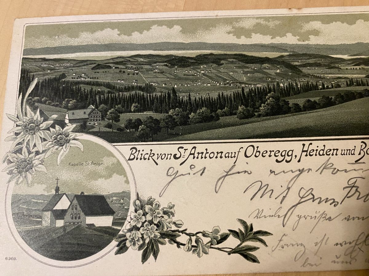 Cartoline postali: S. Anton Oberegg Heiden 1903 – Usato da Mosnang venduto da Goldwasser 1