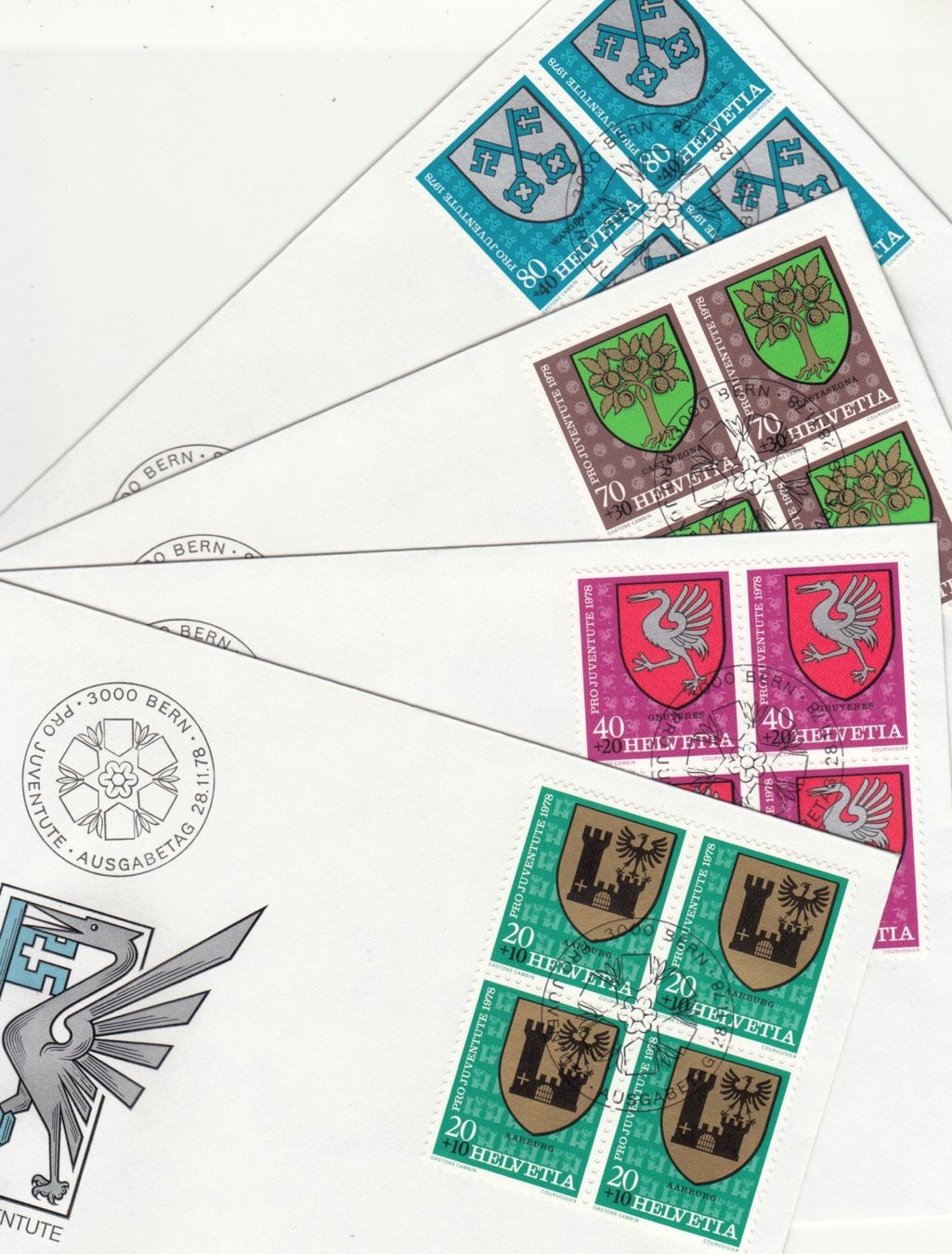 Tutti i francobolli: SBK J265 - J268 im 4er-Block FDC – Usato da Bürglen TG venduto da StampGraf