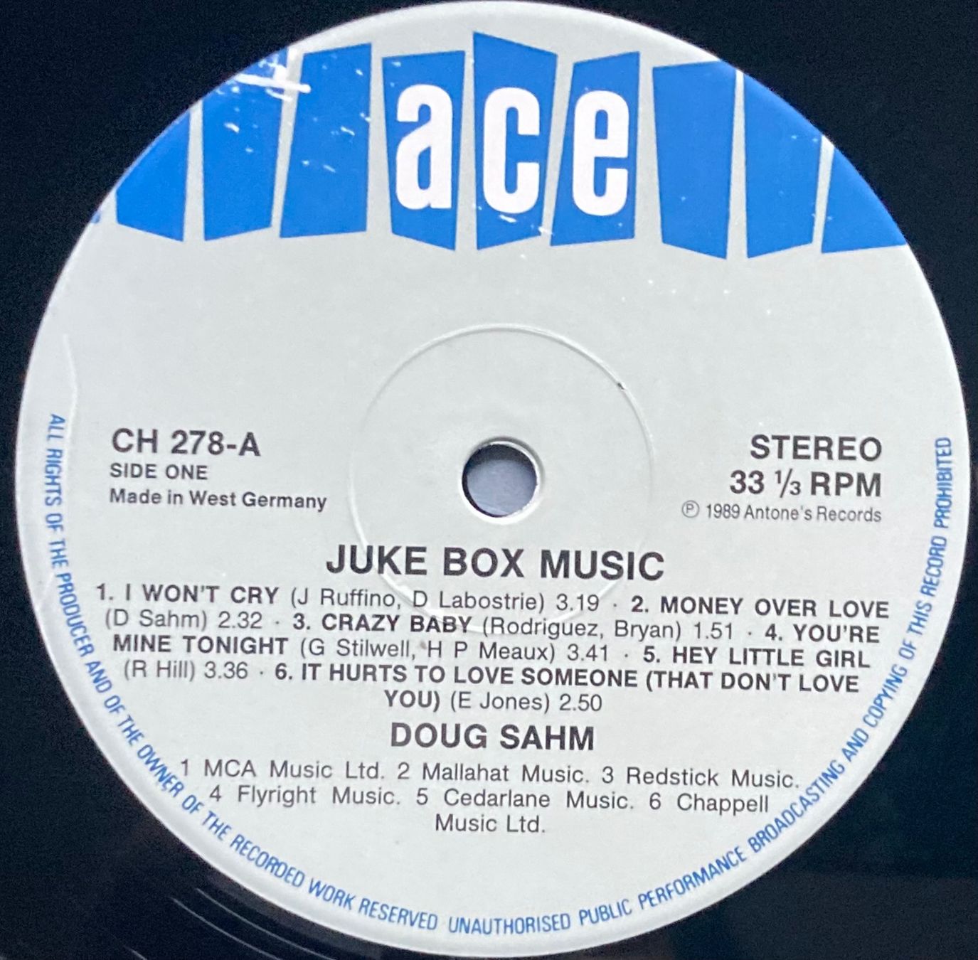 Vinyles: DOUG SAHM - JUKE BOX MUSIC – D'occasion à Poliez-Pittet par Newtown-Records 2
