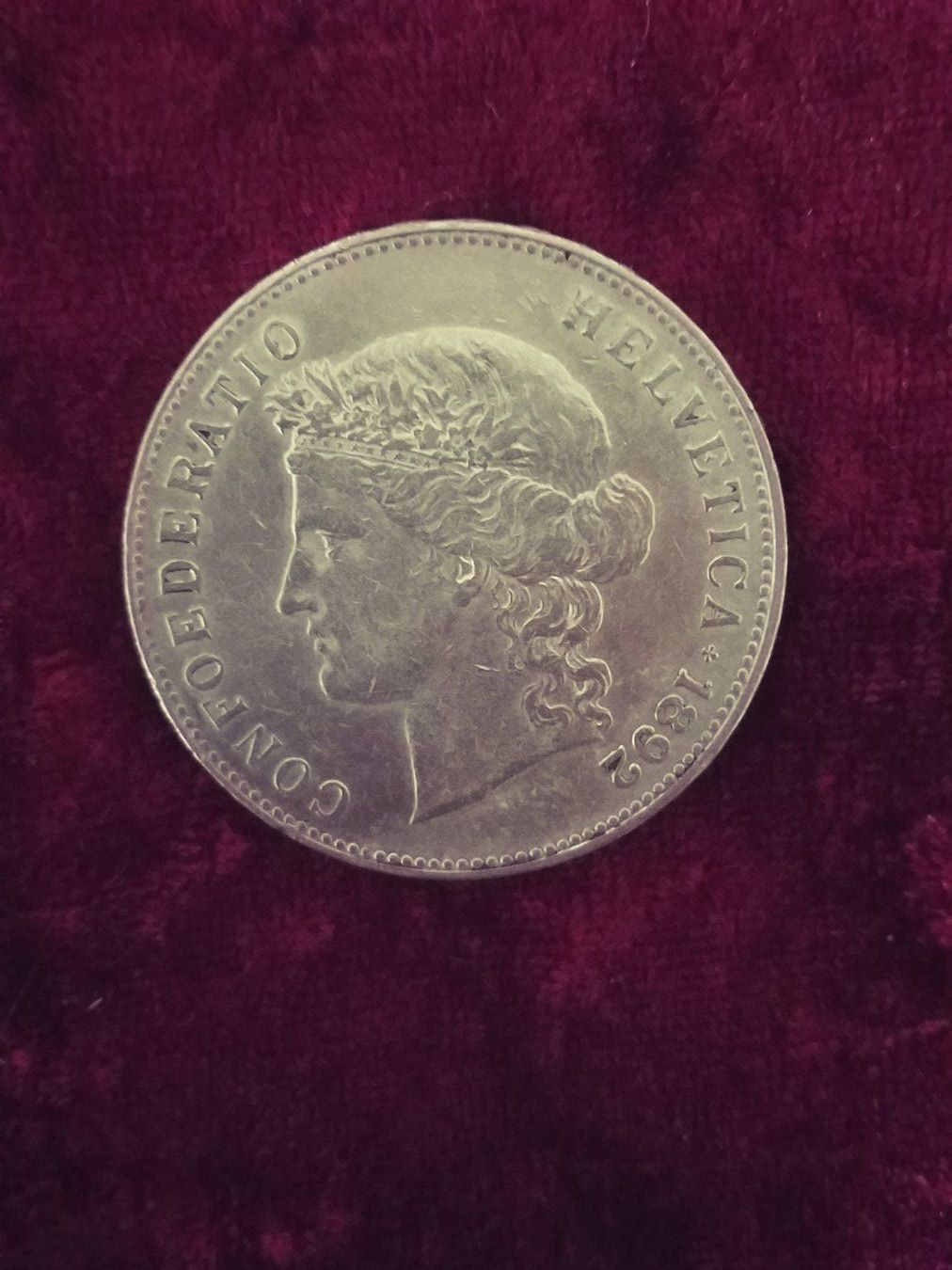 Alle Münzen: CH, 5 Franken/ Francs /Franchi 1892 – Gebraucht aus Gordola von ale_5wbc