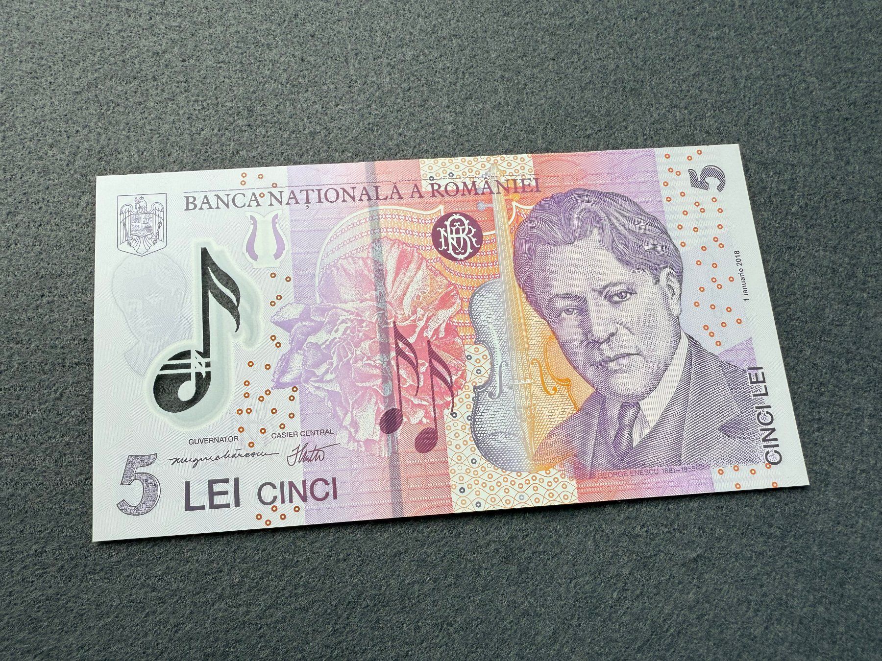 Banconote: Romania - Rumänien - 5 Lei UNC – Nuovo e nell'imballaggio originale da Pfäffikon SZ venduto da Sieben77 2