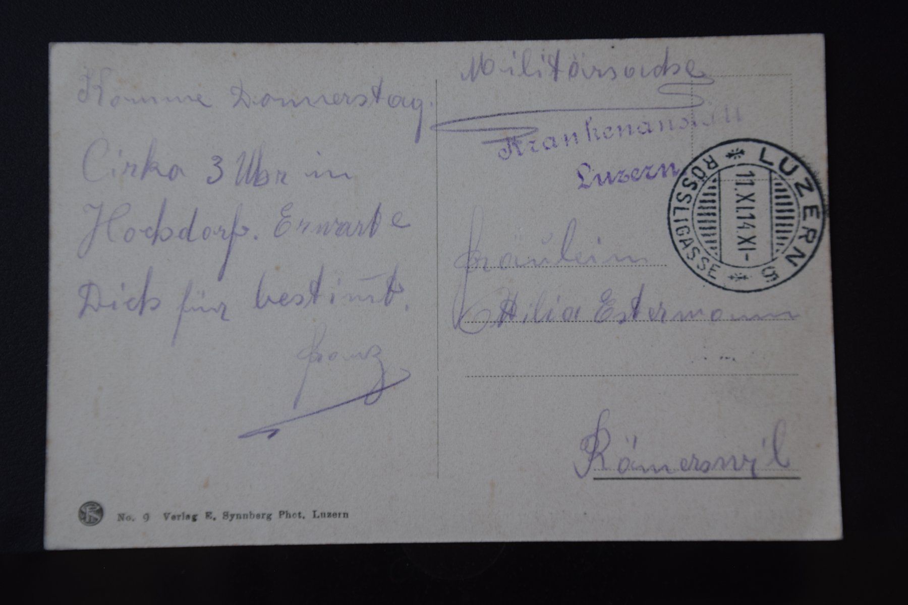 Cartoline postali: AK Luzern, Spital 1914 – Usato da Luzern venduto da CH2018 1