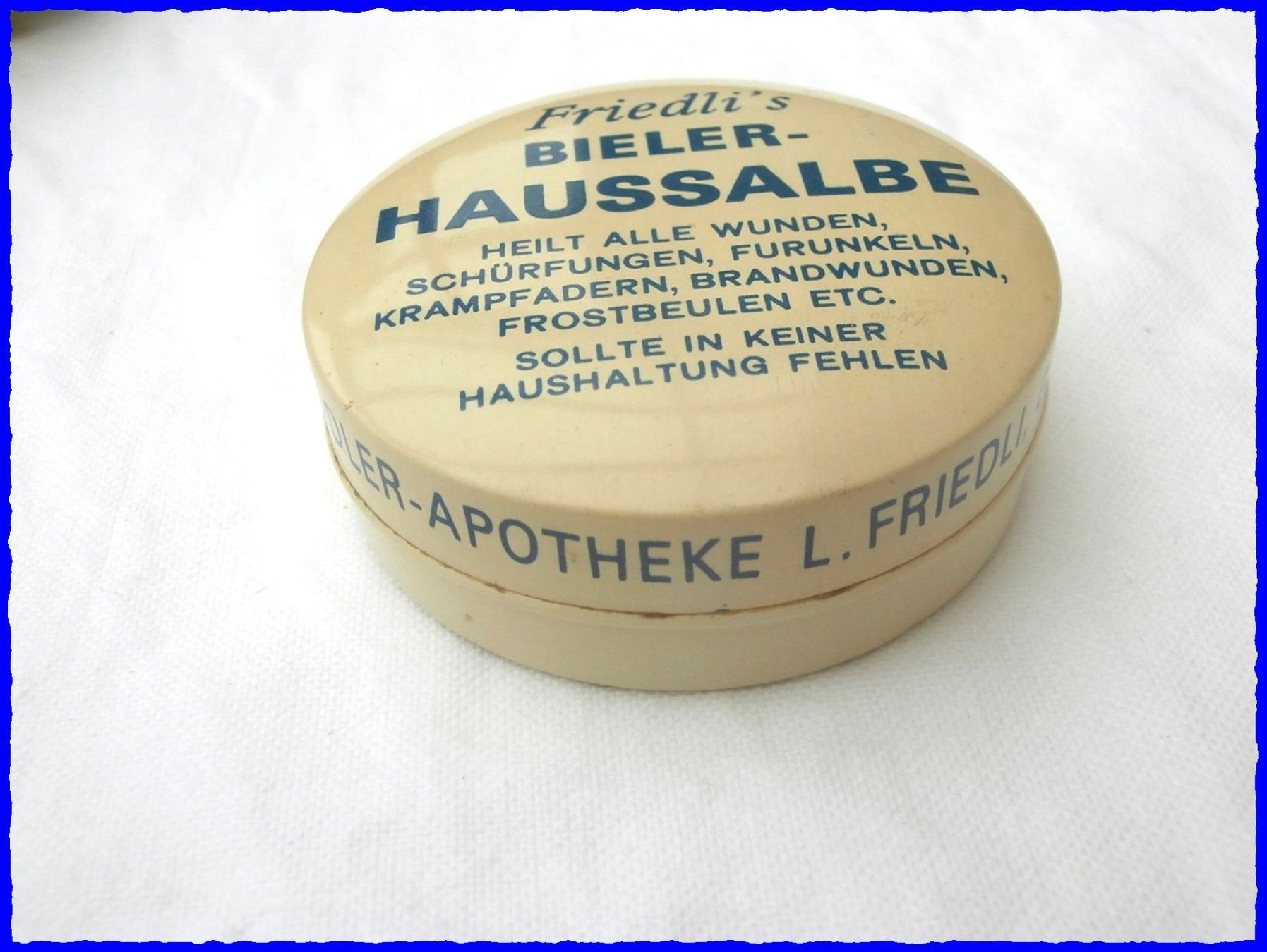 Barattoli: Alte Blechdose mit "Friedli's Bieler Haussalbe" – Usato da Worblaufen venduto da Re_mo81 4