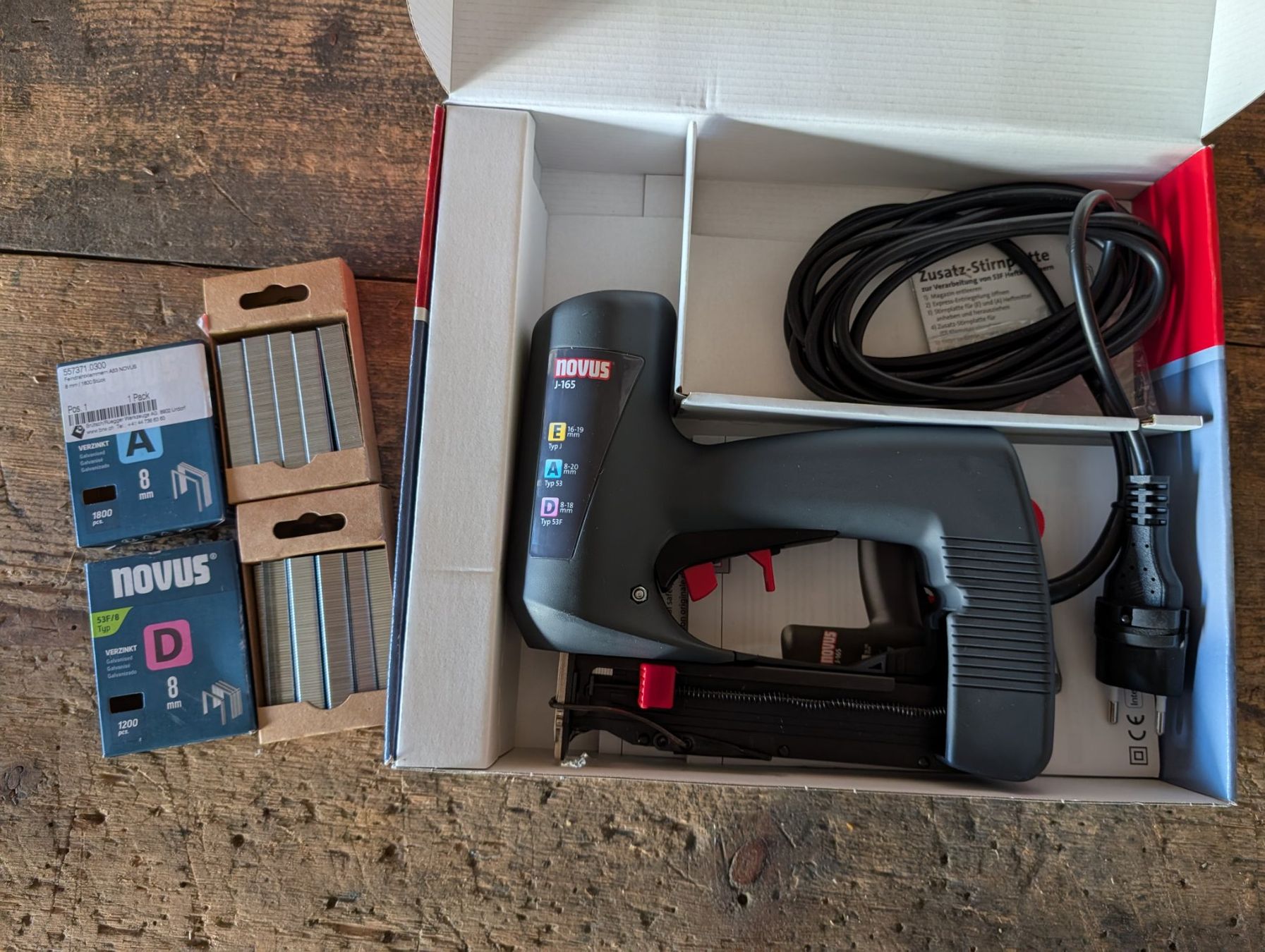 Tutti gli attrezzi: NOVUS J-165 Profi Tacker mit Klammern extra power – Nuovo (secondo la descrizione) da Rotkreuz venduto da CRLNSC 1