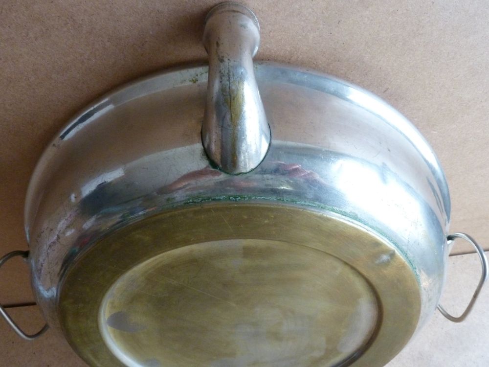 Ancienne assiette pour garder repas chaud -porcelaine+métal | Kaufen