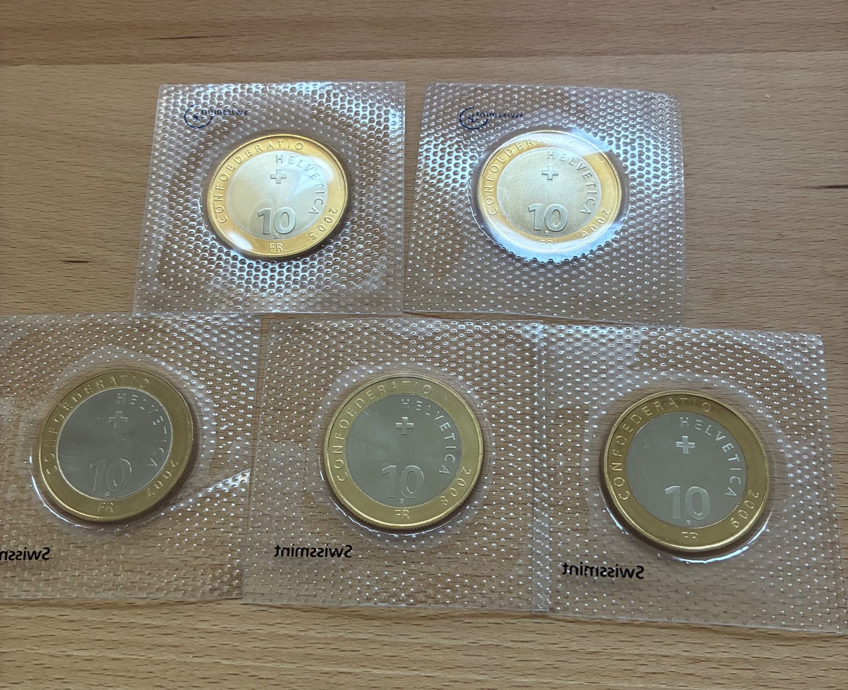 Tutti le monete: 5 x 10 Franken 2005 - 2009 Originalverpackt – Usato da Roggliswil venduto da batho22 1