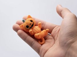 Kürbis-Katze Schlüsselanhänger | Süsse Halloween-Deko