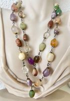 Edelsteinkette 110cm Amethyst Rutilquarz Jade & mehr Unikat