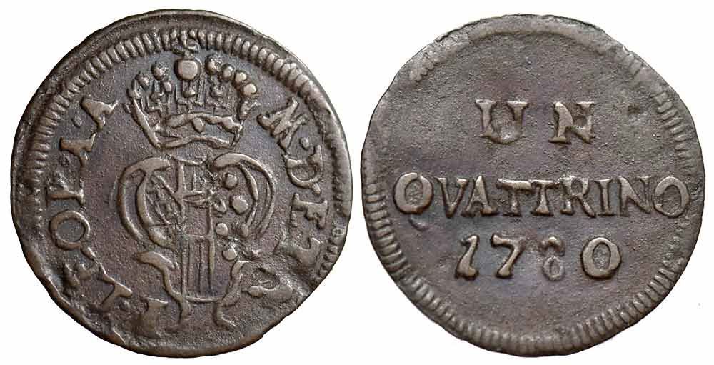 Alle Münzen: Florenz, Quattrino 1780 – Gebraucht aus Chiasso von Novamarketing