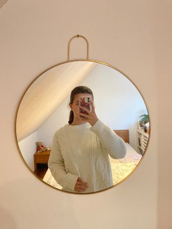Weisser Pullover C&A mit Zopfmuster gestrickt