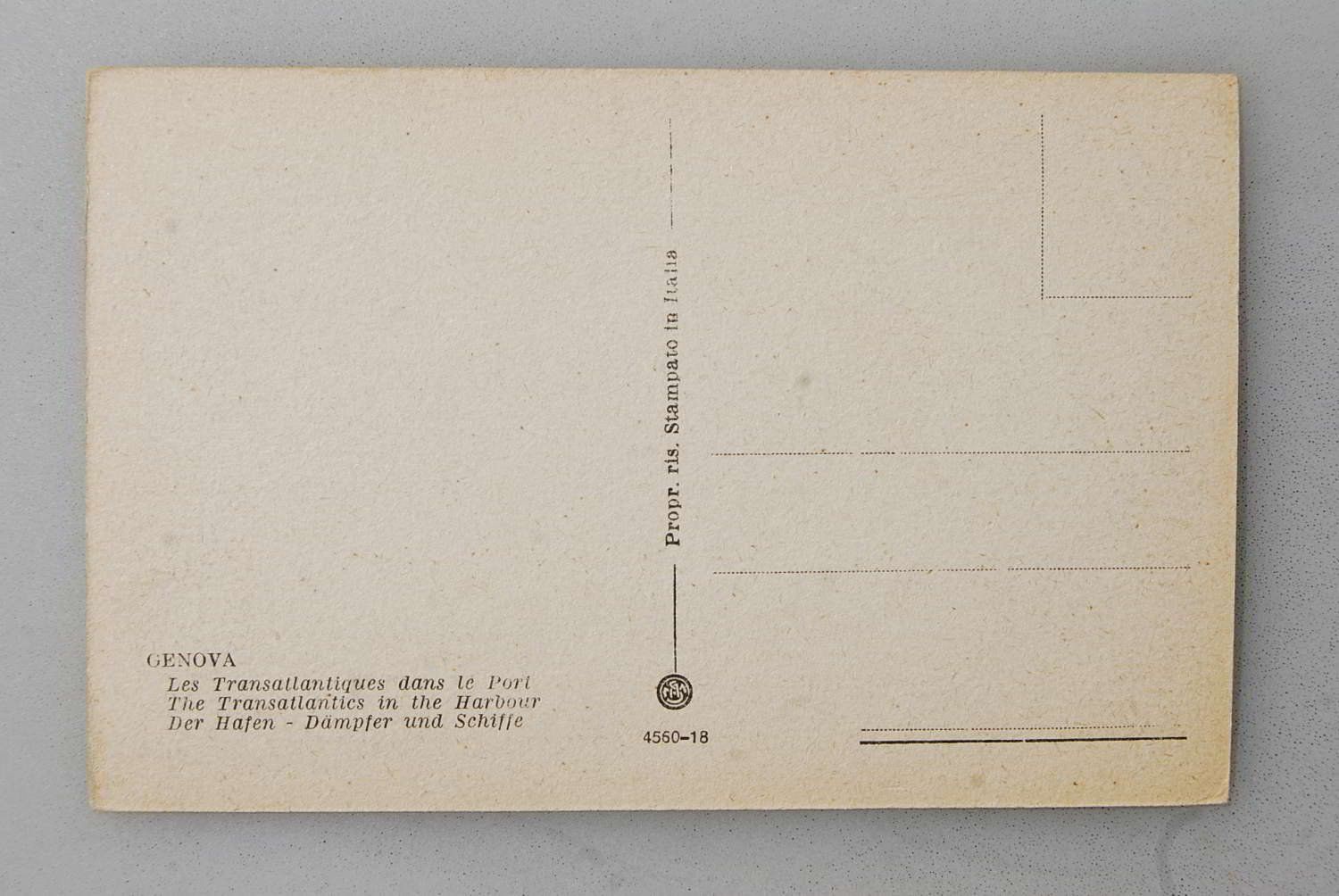 Cartoline postali: AK Genova - I grandi transatlantici – Usato da Rüfenacht BE venduto da Toro06 1