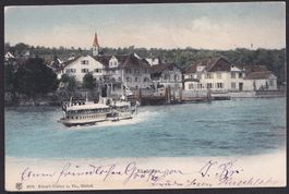 Rüschlikon colorierte Teilansicht mit Dampfschiff