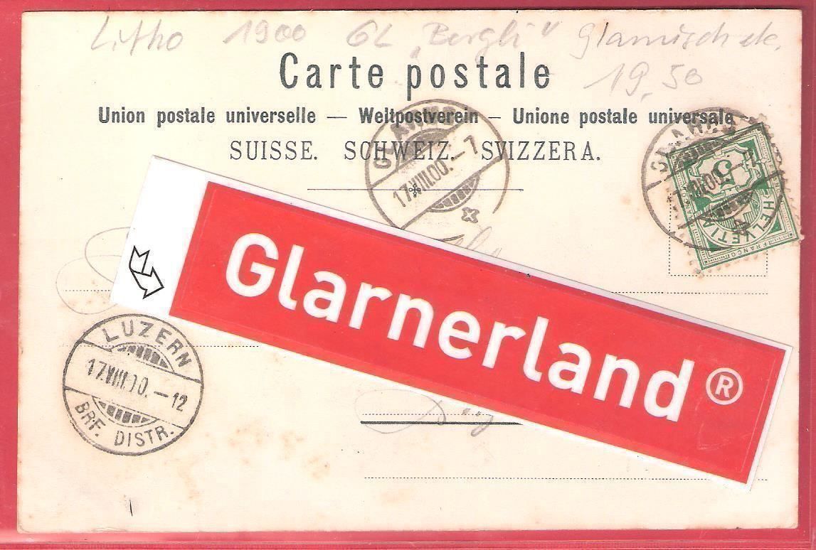 Cartes postales: 17.8.1900 Farb-Litho Restaurant Bergli+Glärnisch – D'occasion à Zürich par Hagliweg 2