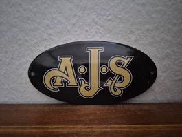 Emailschild AJS Motorrad Werkstatt Service Emaille Schild