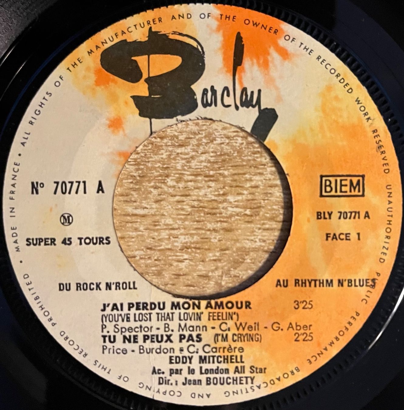 Dischi in vinile: EDDY MITCHELL - J'AI PERDU MON AMOUR – Usato da Bussigny venduto da vinyl-pas-cher 2