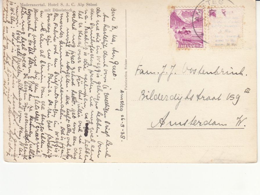 Ansichtskarten: Maderanertal 1938 – Gebraucht aus Bürglen TG von StampGraf 1