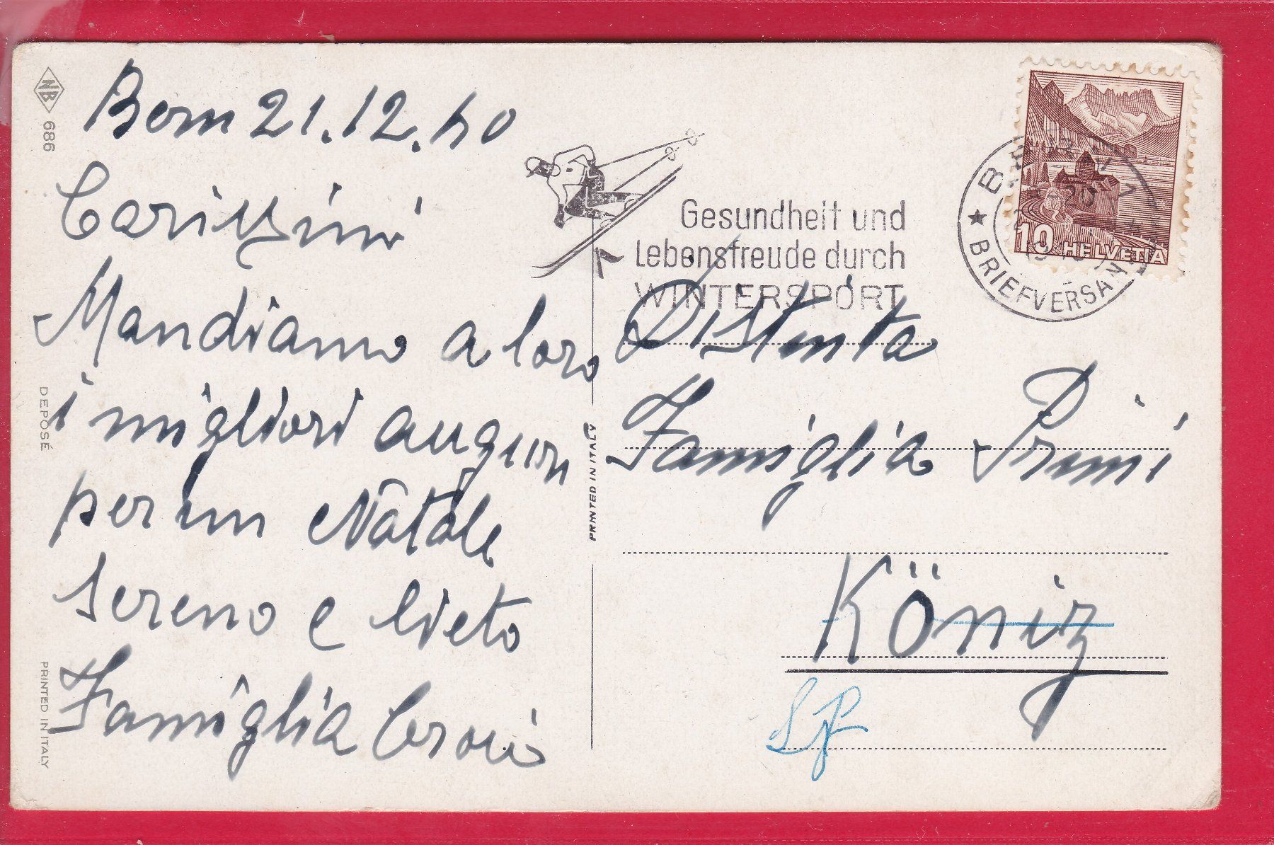 Cartoline postali: ENGEL - WEIHNACHTSKARTE, 21.12.1940 – Usato da Oberrieden venduto da Gebirgsstelze 1