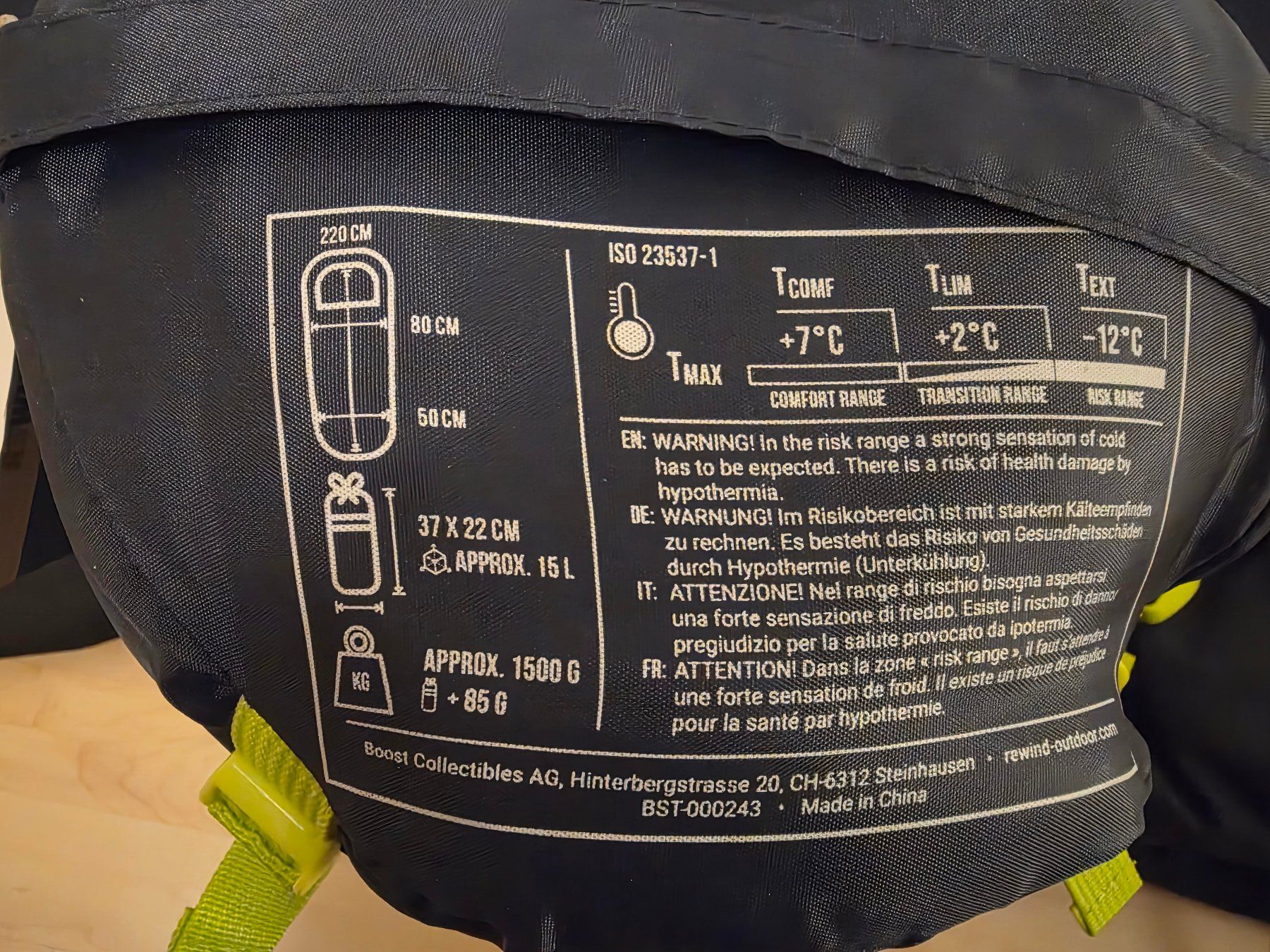 Sacchi a pelo: Outdoor Rewind Schlafsack – Nuovo e nell'imballaggio originale da Aarburg venduto da Pomaroli 1