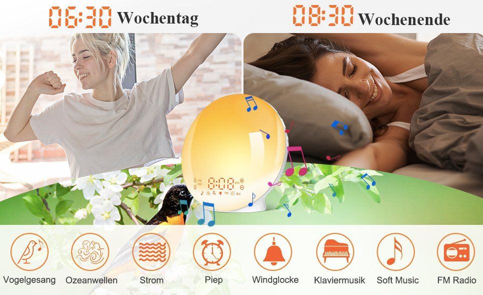 Lichtwecker Radiowecker mit Sonnenaufgangssimulation (Neu und