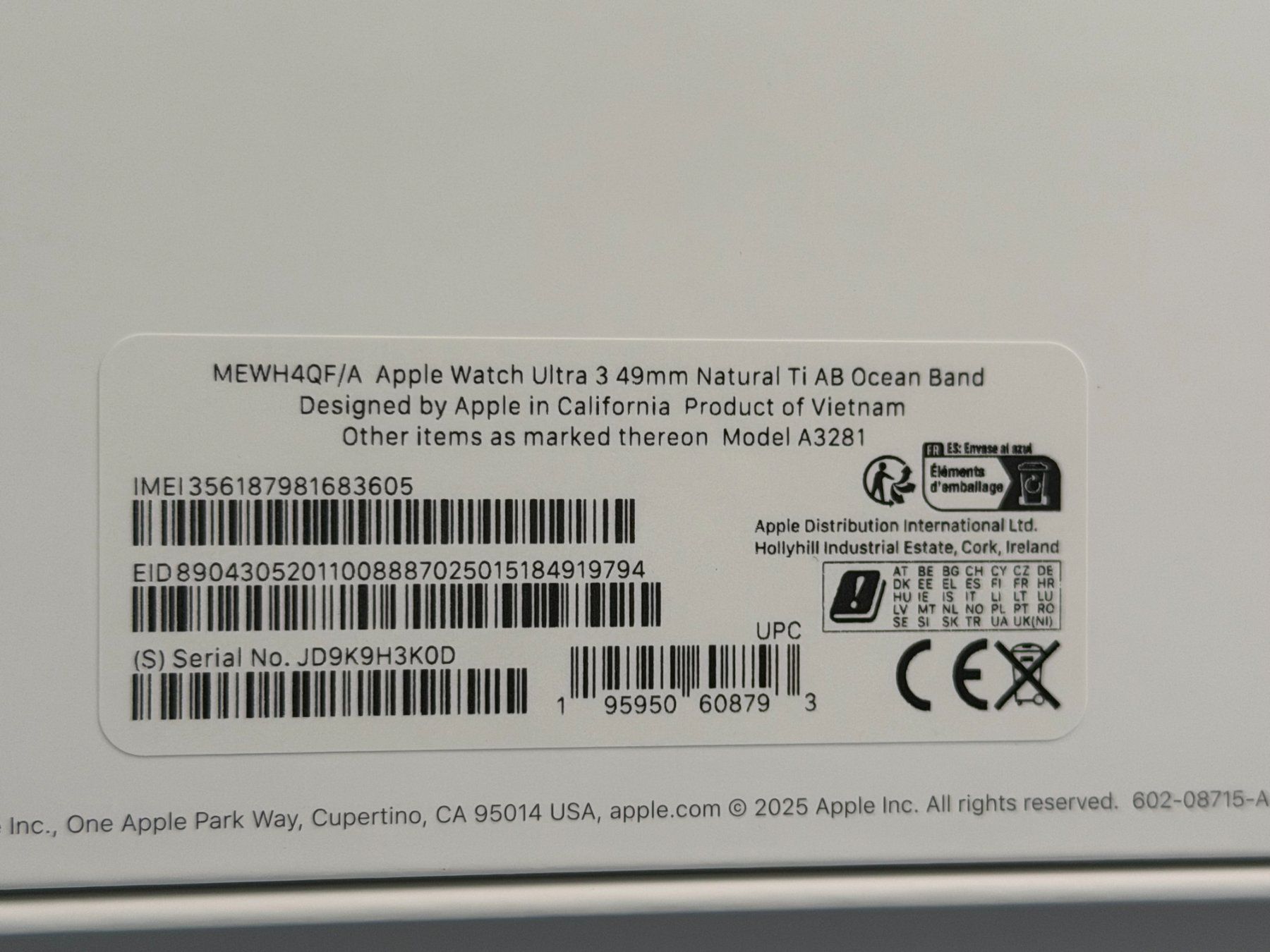 Apple Smartwatch: Apple Watch Ultra 3 Titanium neutral originalverpackt – Nuovo e nell'imballaggio originale da Reinach BL venduto da verkauf_privat