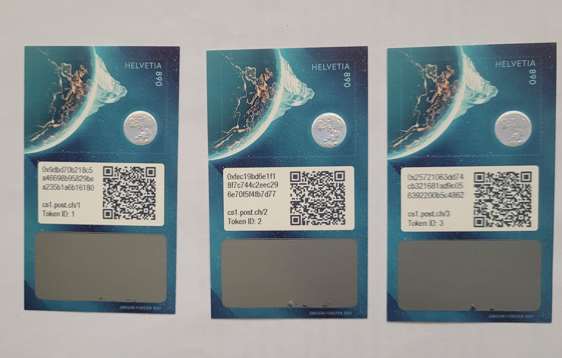 Tutti i francobolli: Swiss Crypto Stamp 1.0, Set ID1 + ID2 + ID3 – Nuovo (secondo la descrizione) da WOLLERAU venduto da bestcorner