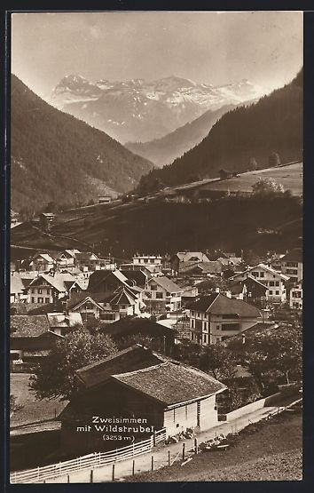 Cartoline postali: Zweisimmen, Teilansicht mit Wildstrubel – Usato da Berlin venduto da bartko-reher